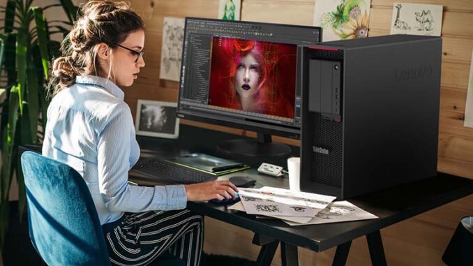 Businesswoman Working In Creative Office Lenovo ThinkStation P620